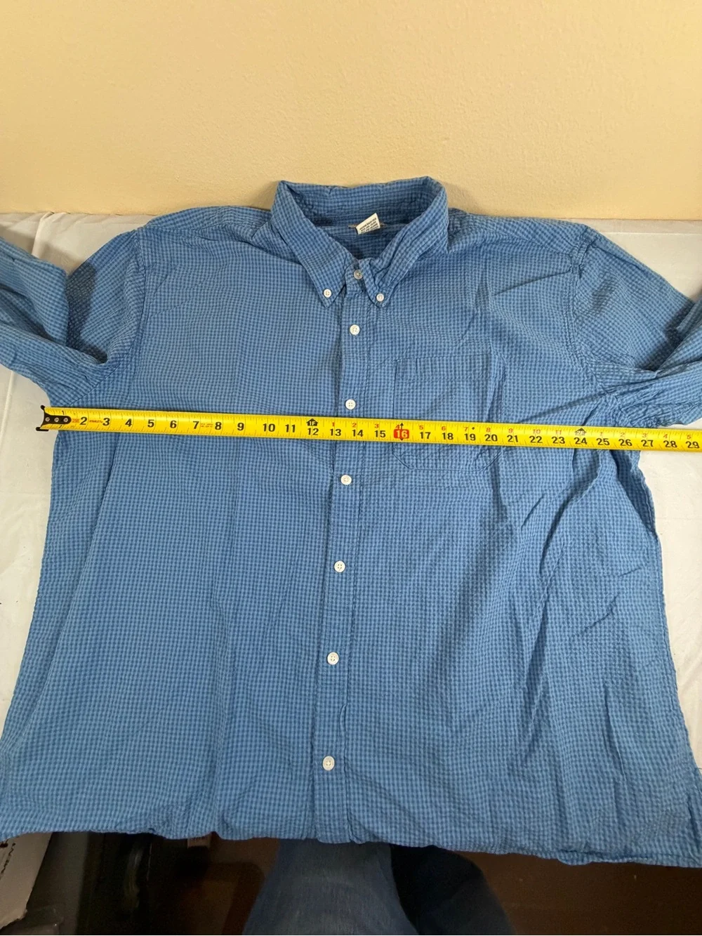 L.L. Bean Light Blue Checked Button-Down Shirt